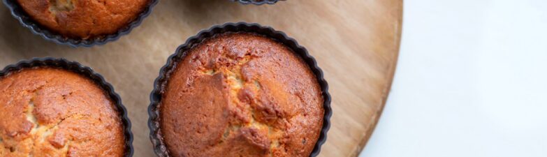 Banana nut muffins on a plate